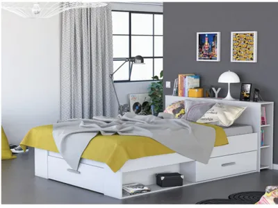 Produktbild von Bett mit Stauraum Leonis - 140x190cm - Weiß