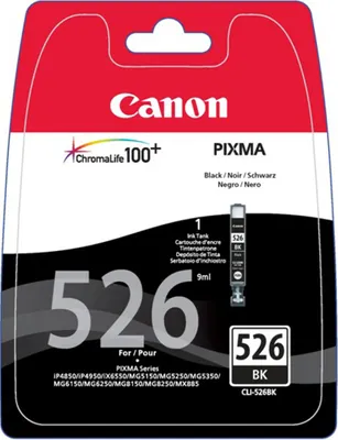 Produktbild von Canon CLI-526 BK w/o Sec, Standardertrag, Schwarz, Tinte auf Pigmentbasis, 1 Stück(e)