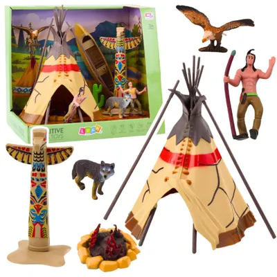 Produktbild von Leantoys Indianerdorf Figurenset Indianer