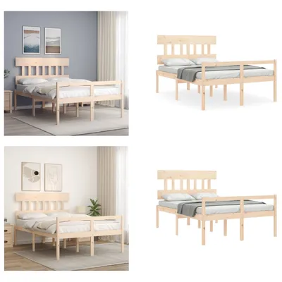 Produktbild von vidaXL Seniorenbett mit Kopfteil 140x190 cm Massivholz - Seniorenbett - Seniorenbetten - Bett Für Senioren - Betten Für Senioren