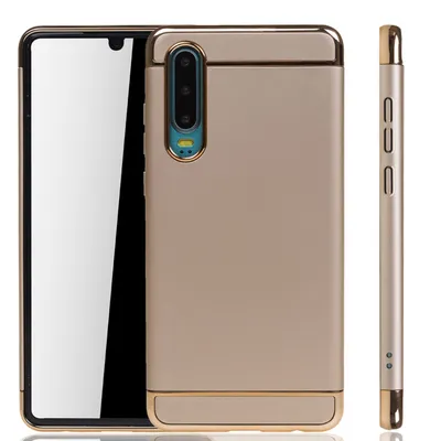 Imagen del producto de Funda protectora de silicona para teléfono Huawei P30, tipo bumper, de color dorado