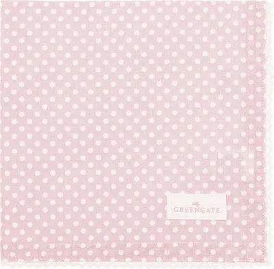 Produktbild von Greengate Stoffserviette mit Spitze DOTTY PALE PINK Rosa mit weißen Punkten