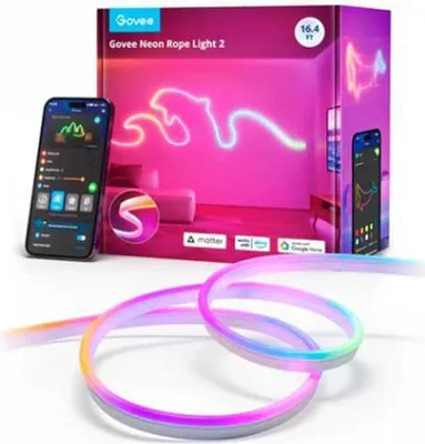 Produktbild von Govee Neon Rope Light 2, Universalstreifenleuchte, Wi-Fi/Bluetooth, Weiß, Multi, Ambiente, 252 Glühbirne(n)