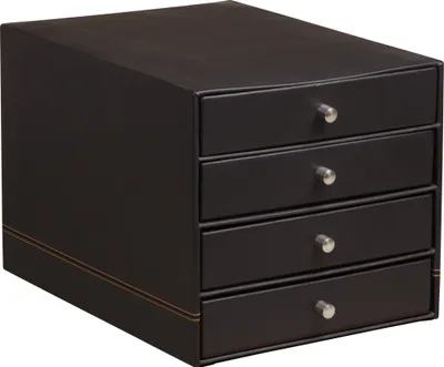 Produktbild von Rhodia Schubladenbox mit 4 Laden Kunstleder 24,8x32,7x22,8cm - Schwarz 118866C