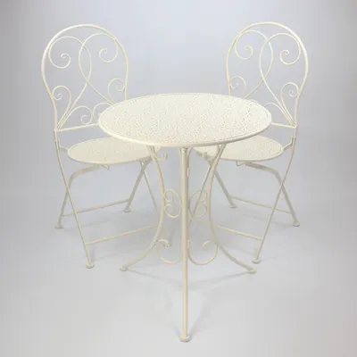 Produktbild von Bistro-Set 'White Romance' 3tlg. Sitzgruppe Garten Terrasse Tisch Stühle Balkon