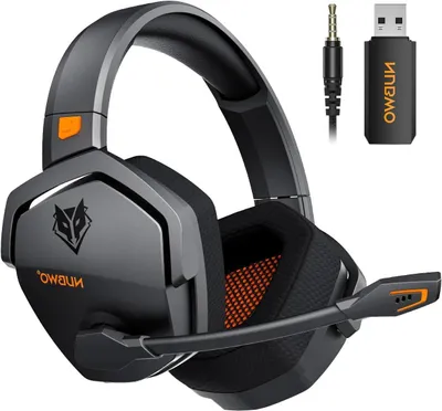 Productafbeelding van Draadloze Gaming Headset - Stereo Koptelefoon - Games Spelen - Ruisonderdrukkende Microfoon - 100 Uur Batterij - Zwart Oranje