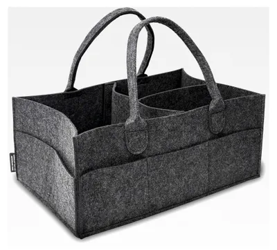 Produktbild von XL Baby Windel Filztasche - tragbare Wickeltasche, Allzweck Organizer aus Filz (Dunkelgrau, 40 x 26 x 17 cm)