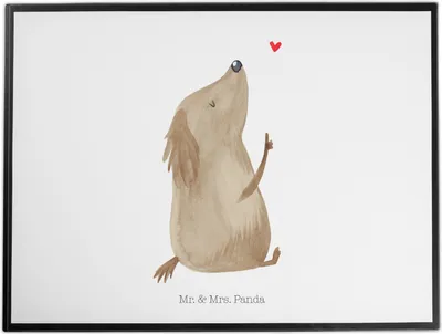Produktbild von Mr. & Mrs. Panda schreibtischunterlage Hund Liebe - Weiß - Geschenk, Hunde, schreibunterlage büro, arbeitsunterlage, schreibtischunterlagen, Tischunterlage, Süß, Herz