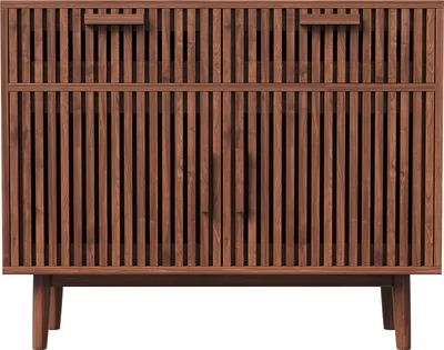 Zdjęcie produktu dla UnboxG kredens z litego drewna 100x35x80 cm, brązowy, 2 szuflady i 2 drzwi, kredens do jadalni i kuchni