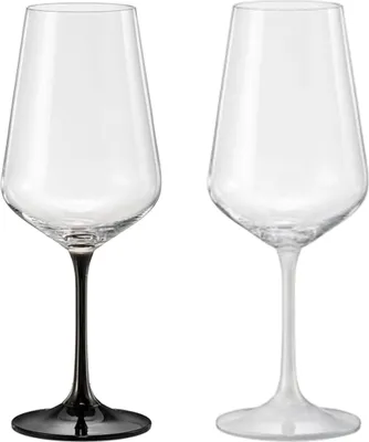Produktbild von Weingläser Rotweingläser Black & White 450 ml 2er Set am Fuß Kristallglas Bohemia Crystalex