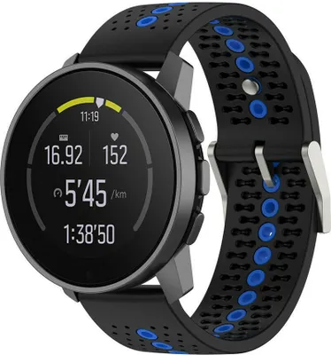 Produktbild von Strap-it Suunto 9 Peak Silikonarmband (Schwarz/Blau)