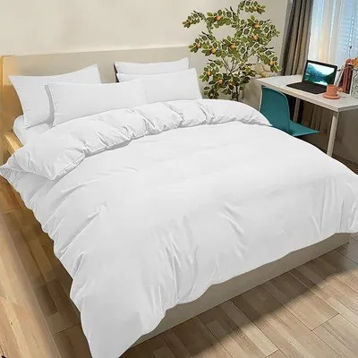 Immagine prodotto di Copripiumino 230 x 220 cm, bianco, per letto matrimoniale, con federe per cuscini 50 x 80 cm, in microfibra