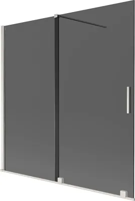 Produktbild von Mexen Velar Duschtrennwand 2-flügelig verschiebbar 160 x 150 cm, Graphit, gebürstetes Nickel - 896-160-000-41-97