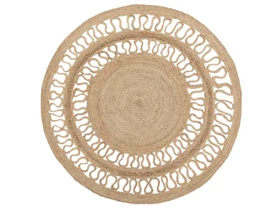 Zdjęcie produktu dla BELIANI Dywan beżowy jutowy okrągły ø 120 cm styl boho do salonu