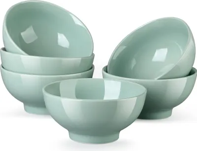 Image de Service de table en porcelaine, LOVECASA SWEET Set de 6 bols, Bols multi-usages, Bols à céréales, Bols à soupe, Bols à glace, 660ml
