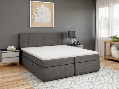 Produktbild von FEDVE Boxspringbett Schlafzimmerbett LEO mit 2 Bettkästen, Doppelbett mit Bonell-Matratze und Topper 200x200