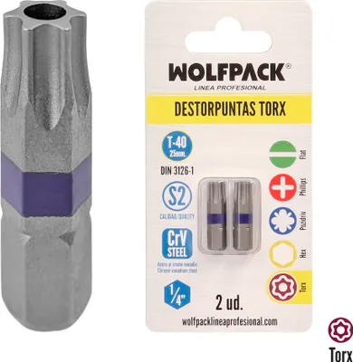 Productafbeelding van Wolfpack Schroevendraaier set Torx T40 (2 stuks), gemaakt van chroomvanadiumstaal