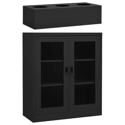 Produktbild von Büroschrank mit Pflanzkasten Anthrazit 90x40x128 cm Stahl