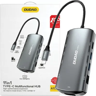 Obrázek produktu pro DUDAO A15PRO dokovací stanice/replikovací stanice portů pro notebooky Drátový USB 3.2 Gen 1 (3.1 Gen 1) Type-A + Type-C šedý