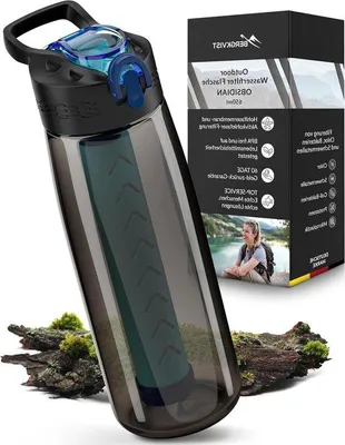 Immagine prodotto di Borraccia con bussola - Borraccia con filtro da 650 ml per il campeggio e l'attrezzatura di sopravvivenza