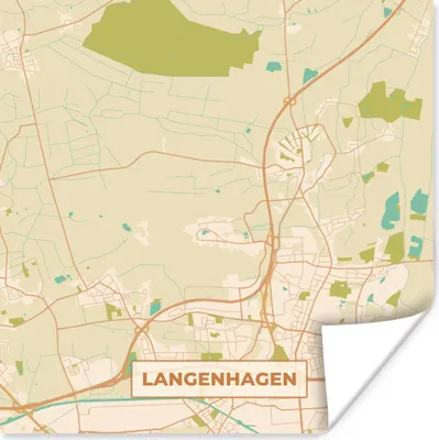 Produktbild von MuchoWow® Poster Langenhagen - Stadtplan - Vintage - Karte 75x75 cm - Wand Dekoration