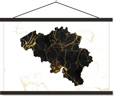 Produktbild von MuchoWow® Textilposter Karte - Belgien - Marmor 120x80 cm mit schwarzem Rahmen - Wanddeko