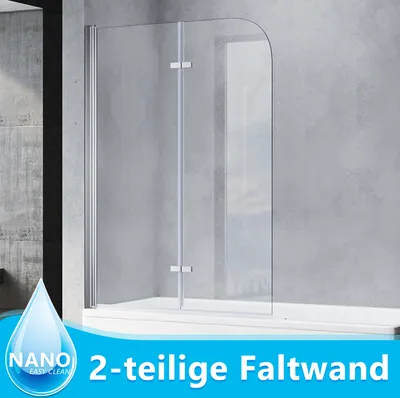 Zdjęcie produktu dla SONNI NANO nakładki na wannę składane 100x130cm parawan 2-częściowy do wanny ESG kabina prysznicowa
