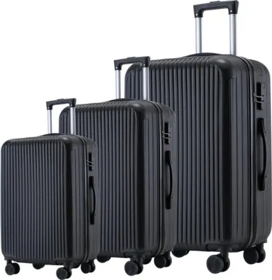 Zdjęcie produktu dla Zestaw walizek Livista® - 3-częściowy - bagaż podręczny 35L + bagaż rejestrowany 65L i 100L - lekki - wózek - czarny