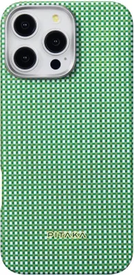 Immagine prodotto di Pitaka Custodia ultra sottile per iPhone 16 Pro - Compatibilità MagSafe - Bordo rialzato e labbro della fotocamera - Trama a fusione di fibre aramidiche