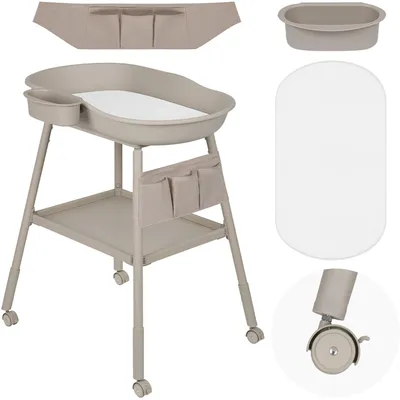 Produktbild von Lionelo Wickeltisch Rosie höhenverstellbar mit Rollen, Wickelstation für Babys mit Organizer, Windelablage & wasserfester Wickelauflage