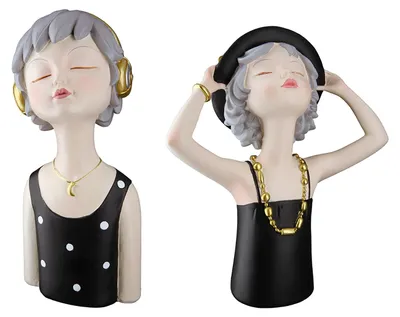 Immagine prodotto di Gilde Figur, "Lady Ella", soggetto femminile, resina, grigio, nero, L. 9 cm, P. 18,5 cm, H. 23 cm. Codice: 52698. EAN: 4063387526989. Confezione da 2 pezzi (assortita)