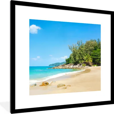Produktbild von MuchoWow® Gerahmtes Poster Strand - Meer - Pflanzen - Tropisch 40x40 cm - Poster mit Schwarzem Bilderrahmen Wandposter Rahmen Foto Bilder - Poster - Plakat im Rahmen