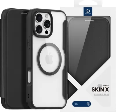 Produktbild von Dux Ducis Skin X Pro Hülle für iPhone 16 Pro Max mit MagSafe und Flip - Schwarz