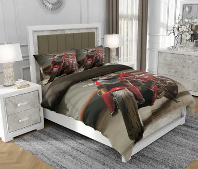 Immagine prodotto di Biancheria da letto 200x220 cm + 2x70x80 cm, set 3 pezzi, 100% cotone, cerniera, Moto, multicolore - SOVIO | So.0126