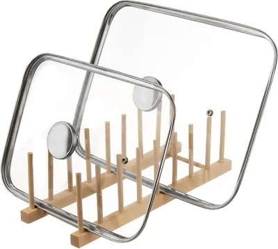 Image de Orion Support pour assiettes et couvercles de casseroles Support d'assiettes Support de vaisselle Présentoir d'assiettes en bois, 35,5 x 13,5 x 11 cm