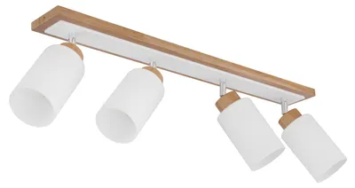 Produktbild von Deckenleuchte, Holz braun, Metall weiß, schwenkbar, L 81 cm