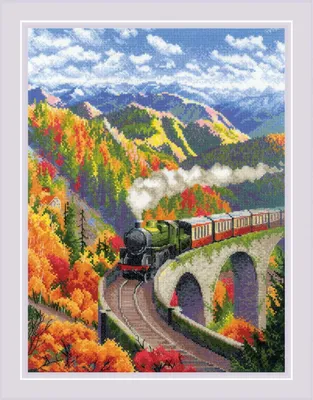 Produktbild von Riolis Kreuzstich Stickpackung "Herbstexpress", Zählmuster, 30x40cm