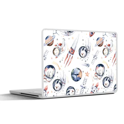 Produktbild von MuchoWow® Laptop Aufkleber Sticker Cover Muster - Kaninchen - Elefant - Jungen - Mädchen - Kinder 25x18 cm - Laptop-Deko
