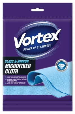 Obrázek produktu pro Čisticí hadřík "Glass and Mirror", modrá, mikrovlákno, 35 x 35 cm, 1 ks, VORTEX CLOTH130GMVORTEXNEW