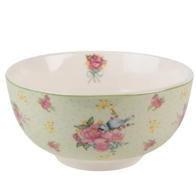 Obrázok produktu pre Misa na polievku Clayre & Eef 500 ml Zeleno-béžový porcelán Okrúhle kvety