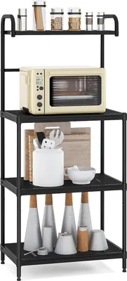 Produktbild von KOMFOTTEU 4-poziomowa półka kuchenna, półka do mikrofalówki metalowa, półka stojąca 59x34x136 cm, wielofunkcyjna półka do kuchni i jadalni