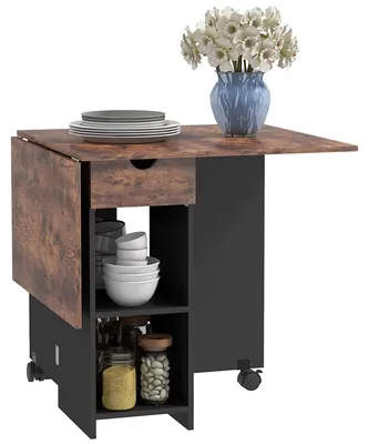 Productafbeelding van Uitklapbare eettafel - Uitklaptable - Uitschuifbaar - 2 uitklapbare tafelbladen - Geschikt voor 2-4 personen - 120 × 72 × 75 cm - Zwart