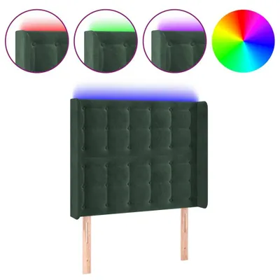 Zdjęcie produktu dla vidaXL Zagłówek LED ciemnozielony 83x16x118/128 cm aksamitny