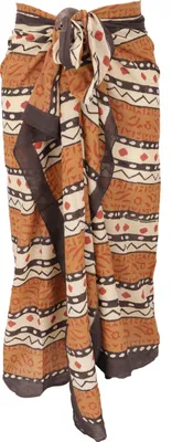 Produktbild von Leichter Pareo, Sarong, Handbedrucktes Baumwolltuch - Farb Kombination 26, Uni, Braun, Baumwolle, 190*120 cm, Sarongs & Tücher