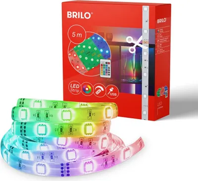 Zdjęcie produktu dla Briloner Leuchten USB - Taśma LED - 2308150 - Kolory RGB - Tryby świecenia - Możliwość skrócenia - W zestawie pilot - 500 x 10 cm (dł. x szer.)