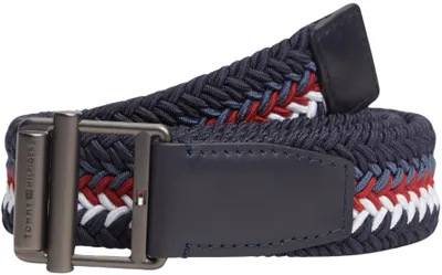 Zdjęcie produktu dla Pasek męski Tommy Hilfiger, szerokość 3,5 cm, z klamrą i paskiem w paski, kolor niebieski (Space Blue), długość 80 cm