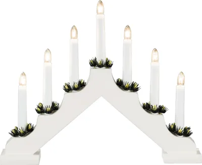 Produktbild von Konstsmide - Holzleuchter, weiß lackiert, 7 klare Birnen, 230V, Innen, weißes Kabel ; 2262-210