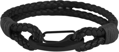 Produktbild von Echtleder Armband geflochten mit Edelstahlelement