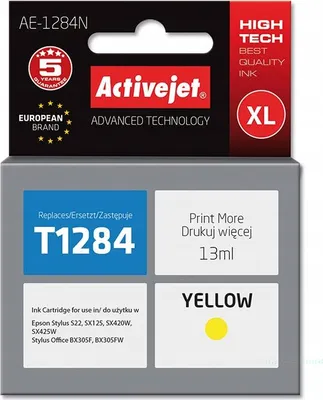 Produktbild von Activejet AE-1284N Tintenpatrone (Ersatz für Epson T1284; Höchst; 13 ml; gelb)