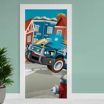 Produktbild von Türfolie "Polizeiauto" 90x200cm Türposter Deko Aufkleber Folie Tapete TF04-28